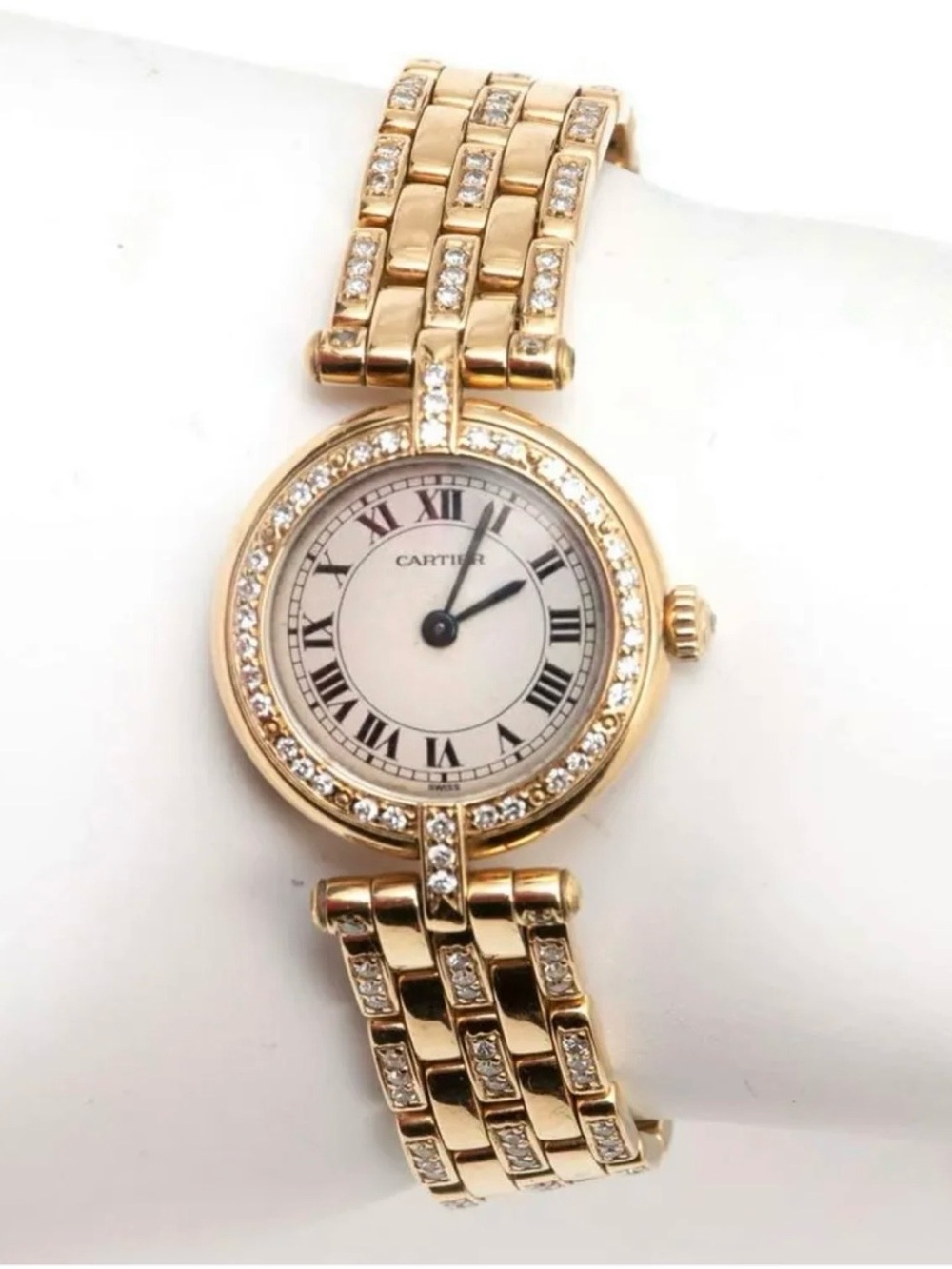 CARTIER PANTHERE VENDOME 24mm 18K Yellow Gold 1.10TCW Diamond Watch Cream Dial